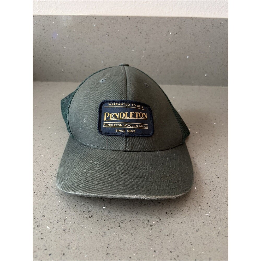 Pendleton Woolen Mills Hat Cap Snap Back Mens One Size green Mesh Trucker Logo